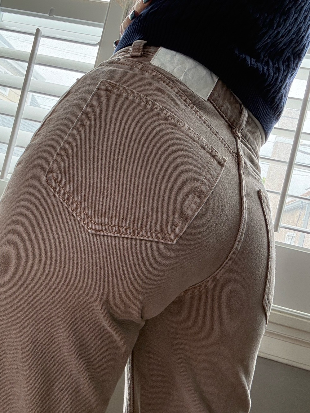 Women's H&M ultra high wide leg brown jeans